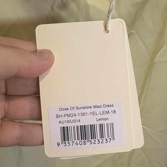 Peppermayo NWT Satin Dose Of Sunshine Maxi Dress Lemon Yellow Sz 14 - Picture 8 of 8